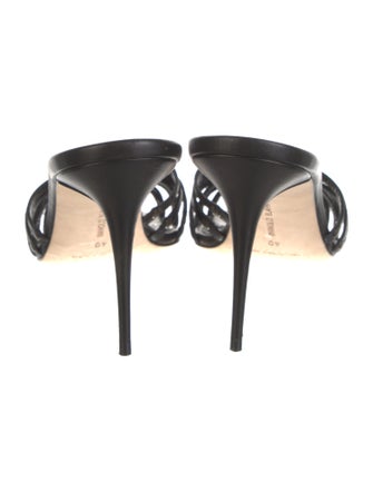 Manolo Blahnik Leather Studded Accents Slides