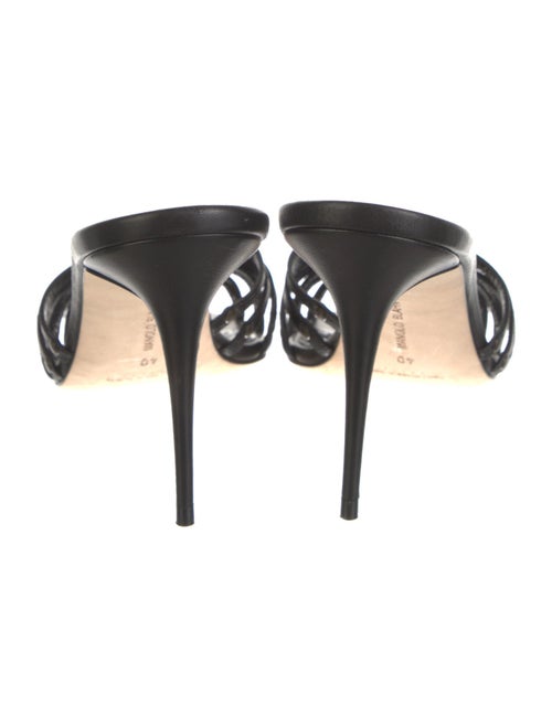 Manolo Blahnik Leather Studded Accents Slides