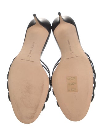 Manolo Blahnik Leather Studded Accents Slides