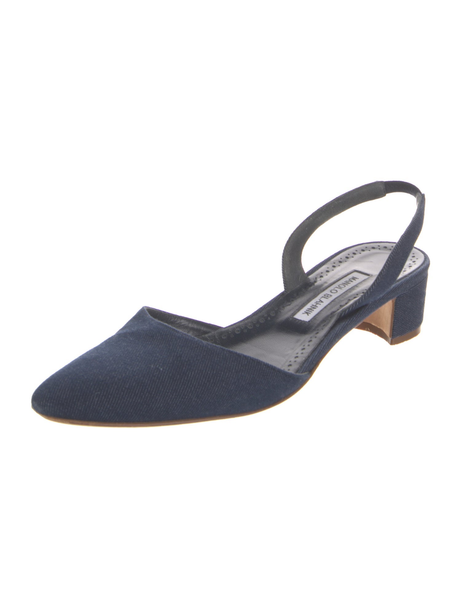 Manolo Blahnik Denim Slingback Flats
