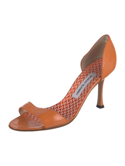 Manolo Blahnik Patent Leather Animal Print Sandals