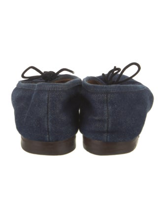 Manolo Blahnik Denim Bow Accents Flats