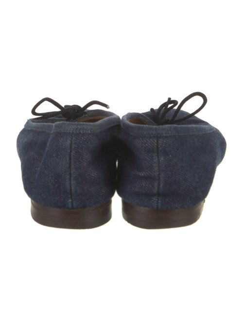 Manolo Blahnik Denim Bow Accents Flats