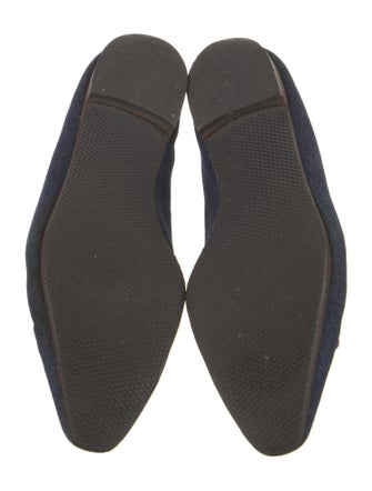 Manolo Blahnik Denim Bow Accents Flats
