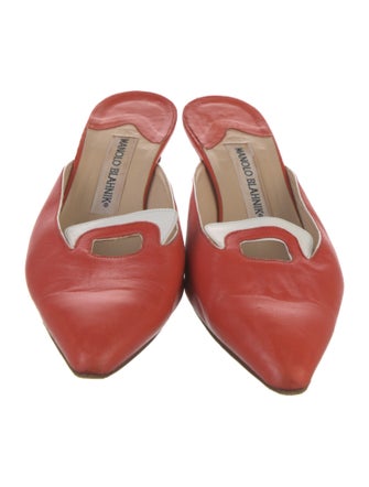 Manolo Blahnik Leather Cutout Accent Mules