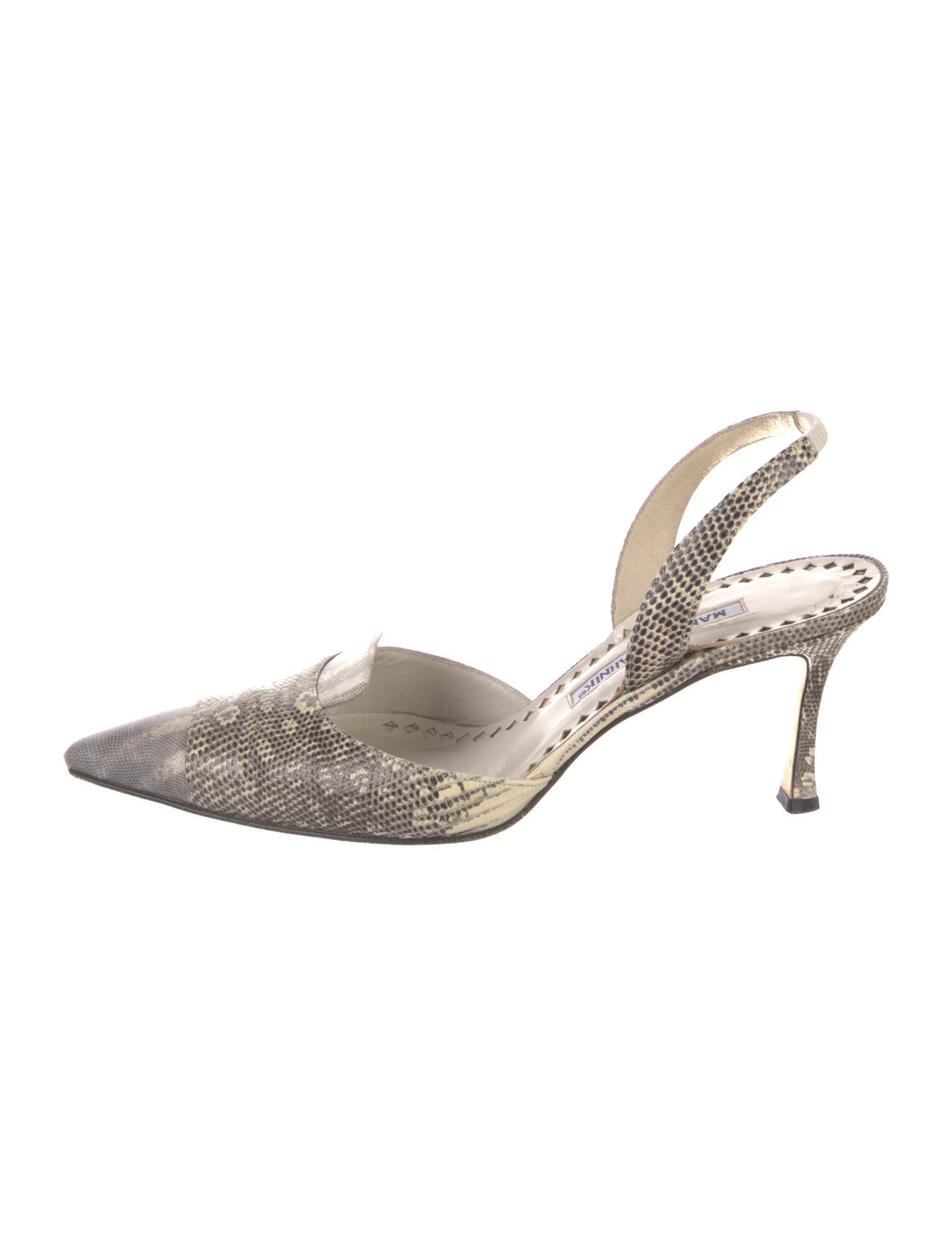 Manolo Blahnik Snakeskin Animal Print Slingback Pumps