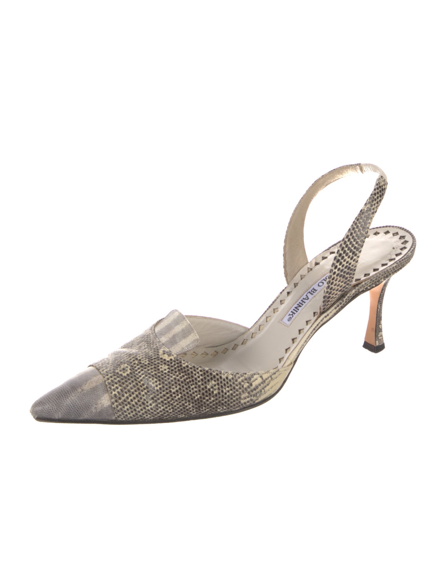 Manolo Blahnik Snakeskin Animal Print Slingback Pumps