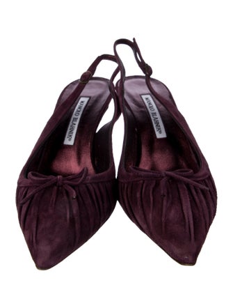 Manolo Blahnik Suede Bow Accents Slingback Pumps