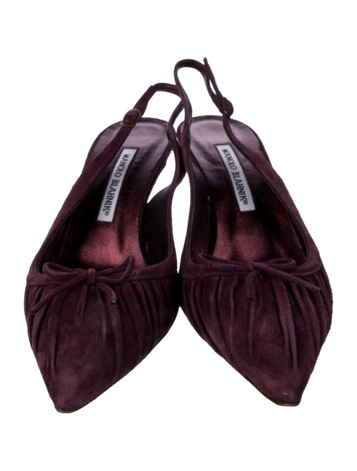 Manolo Blahnik Suede Bow Accents Slingback Pumps