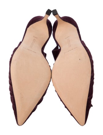 Manolo Blahnik Suede Bow Accents Slingback Pumps