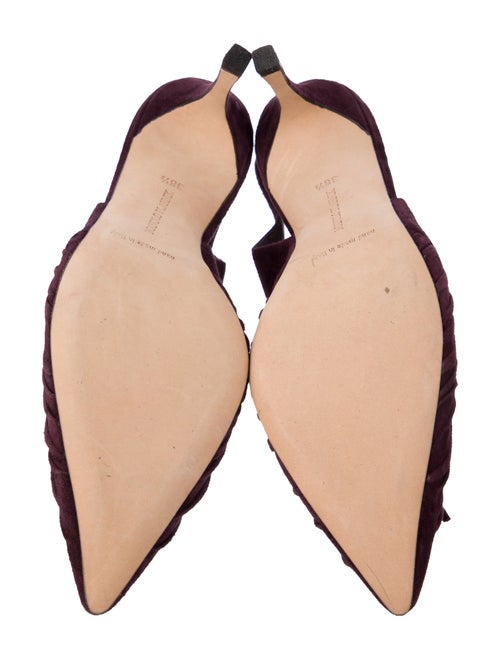 Manolo Blahnik Suede Bow Accents Slingback Pumps