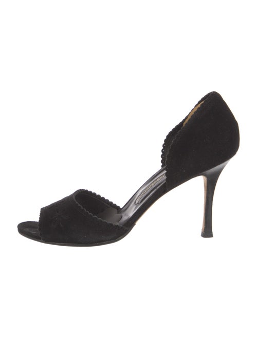 Manolo Blahnik Suede Lasercut Accents D'Orsay Pumps