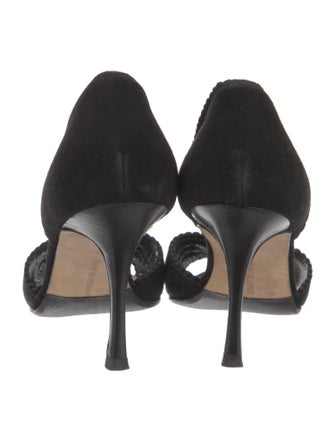 Manolo Blahnik Suede Lasercut Accents D'Orsay Pumps