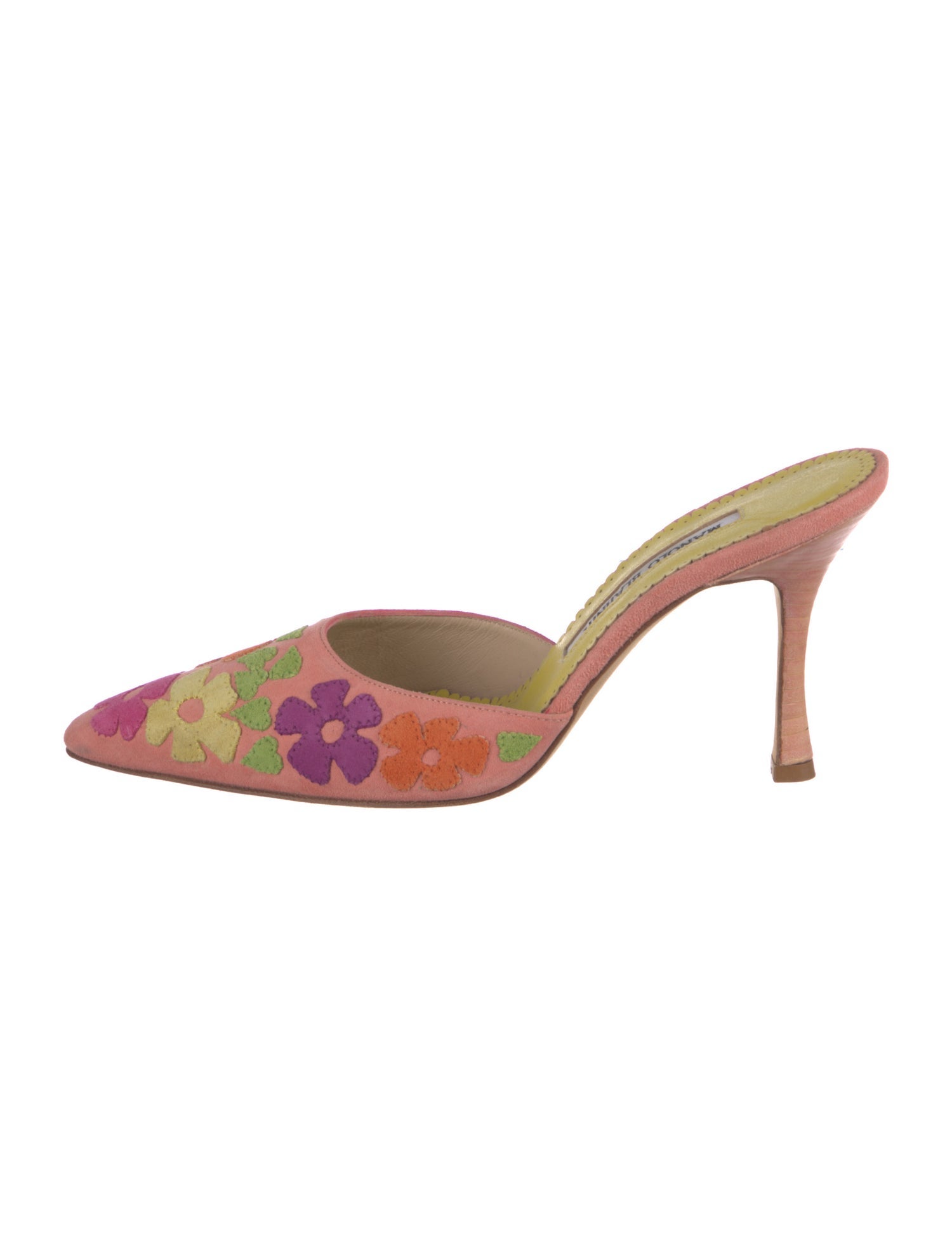 Manolo Blahnik Suede Patterned Mules