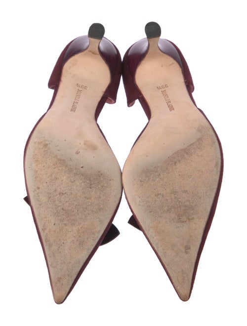 Manolo Blahnik Suede Bow Accents D'Orsay Pumps
