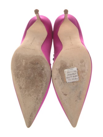 Manolo Blahnik Satin Pom-Pom Embellishments Pumps