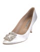 Manolo Blahnik Satin Crystal Embellishments Pumps
