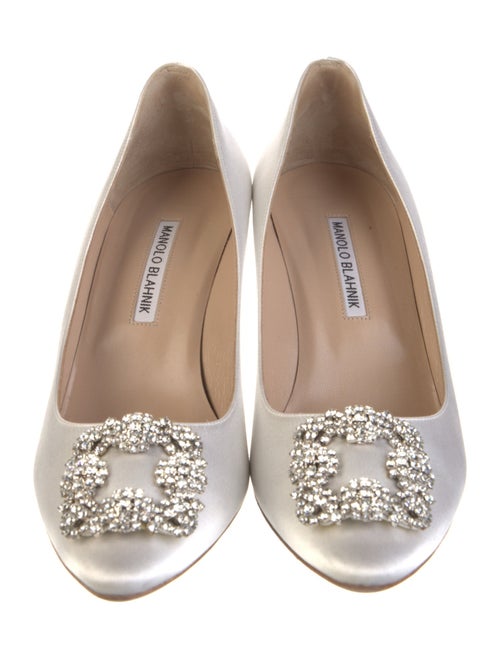 Manolo Blahnik Satin Crystal Embellishments Pumps