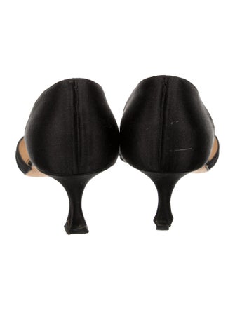 Manolo Blahnik Satin Crystal Embellishments D'Orsay Pumps
