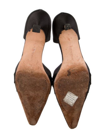 Manolo Blahnik Satin Crystal Embellishments D'Orsay Pumps