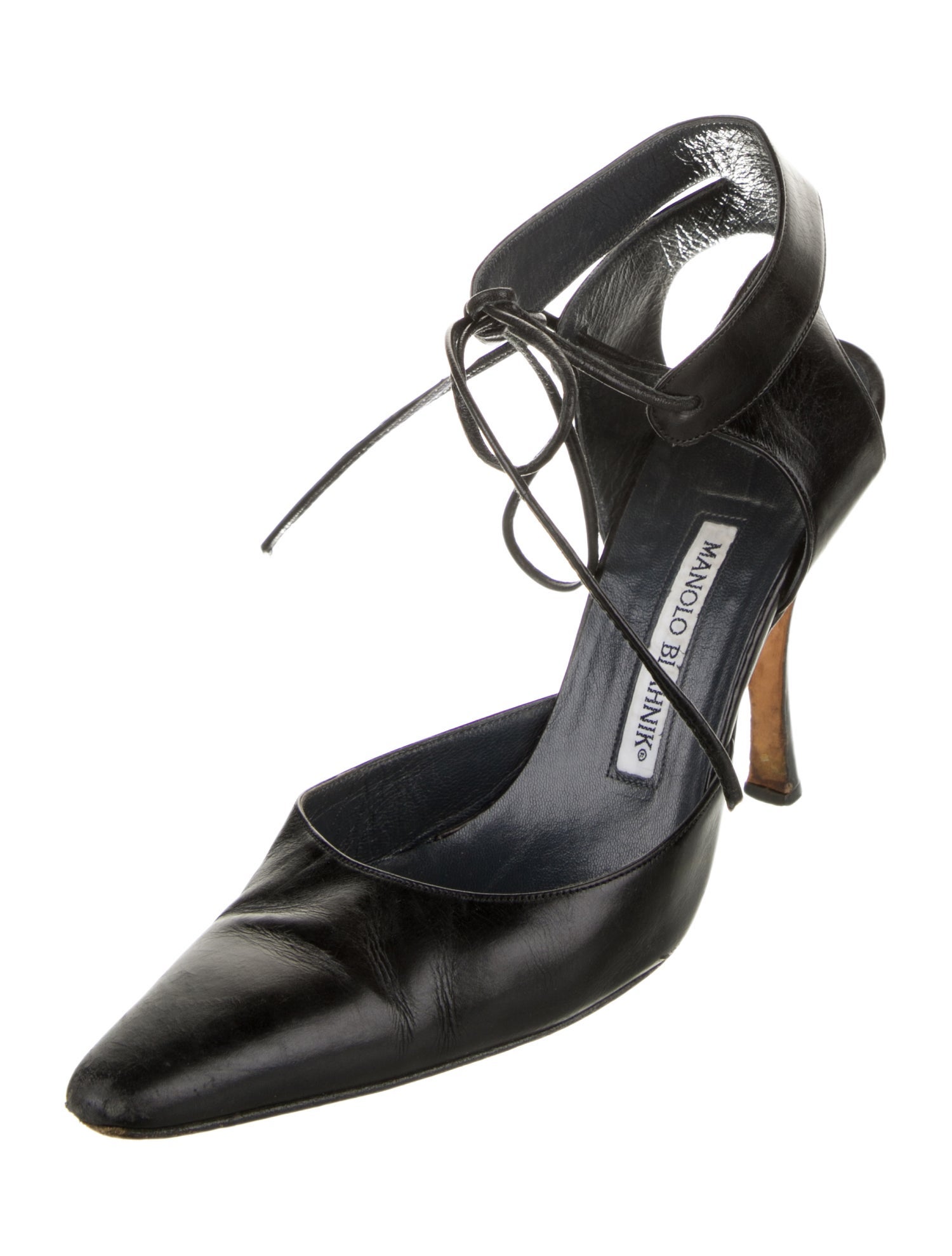 Manolo Blahnik Leather T-Strap Pumps