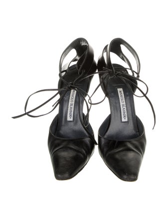 Manolo Blahnik Leather T-Strap Pumps