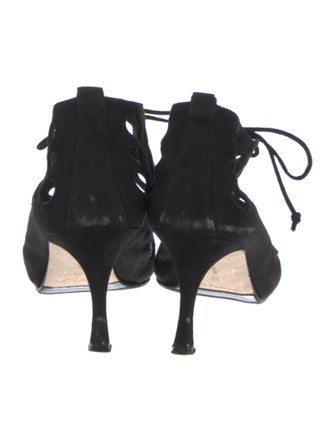 Manolo Blahnik Suede Cutout Accent Mules