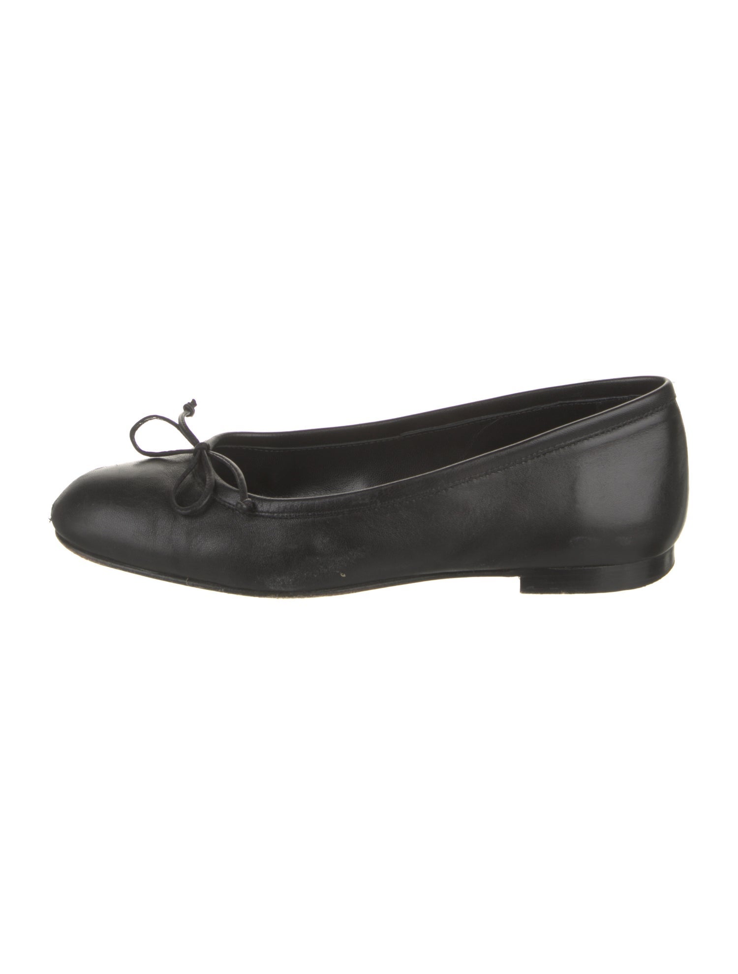 Manolo Blahnik Leather Bow Accents Ballet Flats