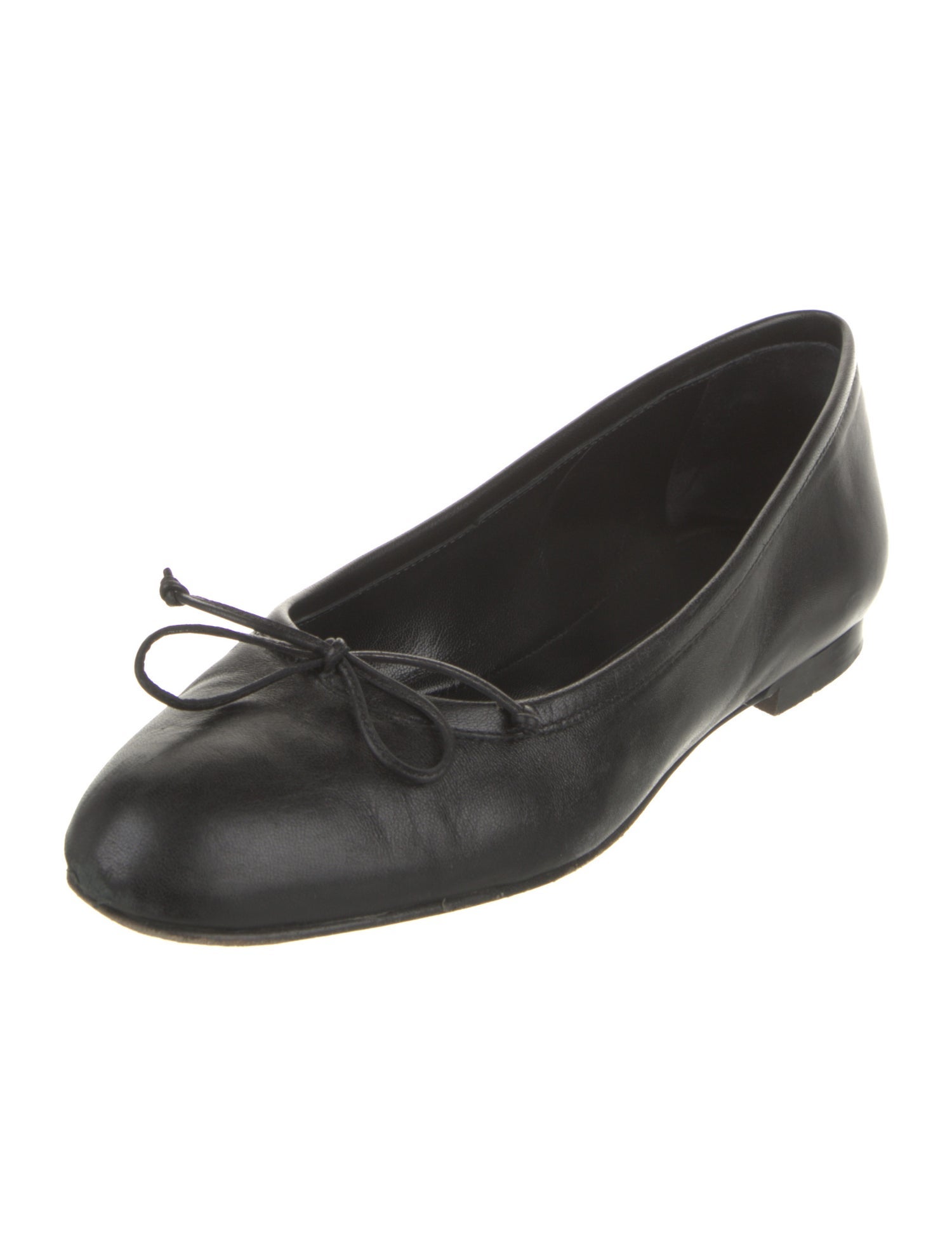 Manolo Blahnik Leather Bow Accents Ballet Flats