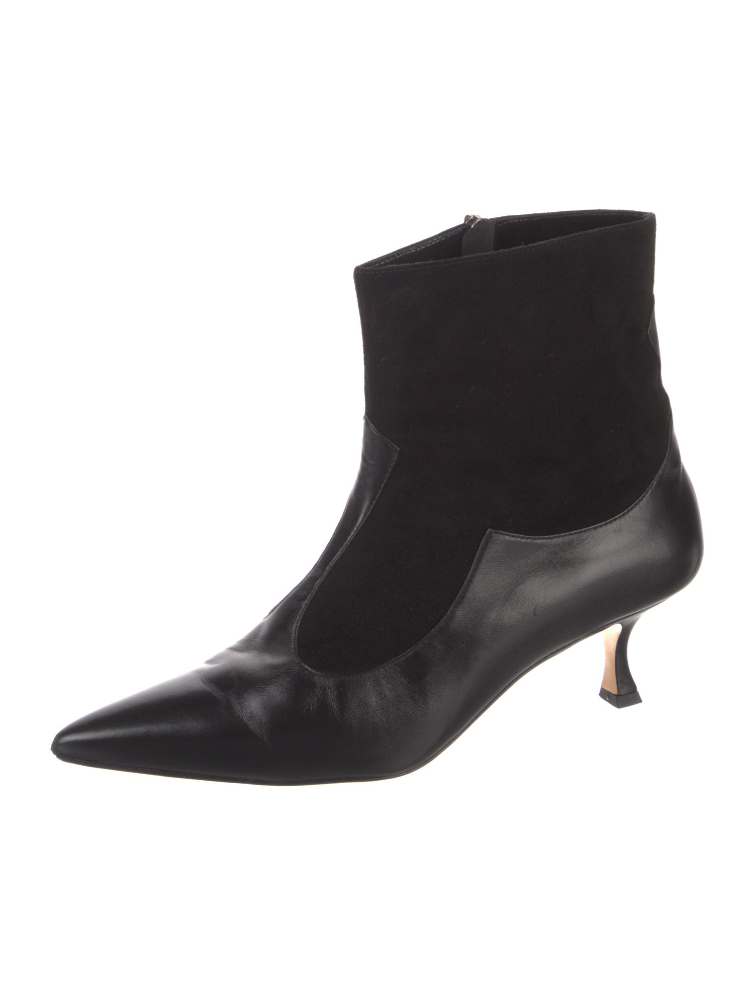 Manolo Blahnik Leather Leather Trim Embellishment Boots