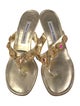 Manolo Blahnik Leather Crystal Embellishments Slides
