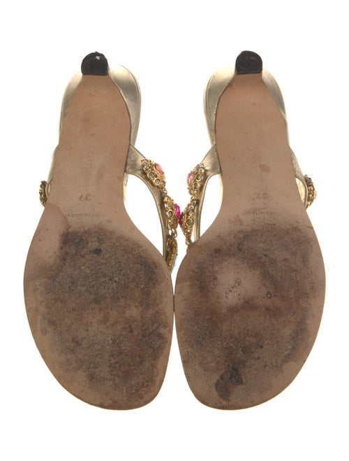 Manolo Blahnik Leather Crystal Embellishments Slides