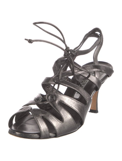 Manolo Blahnik Leather Cutout Accent Gladiator Sandals