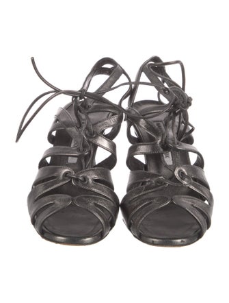 Manolo Blahnik Leather Cutout Accent Gladiator Sandals