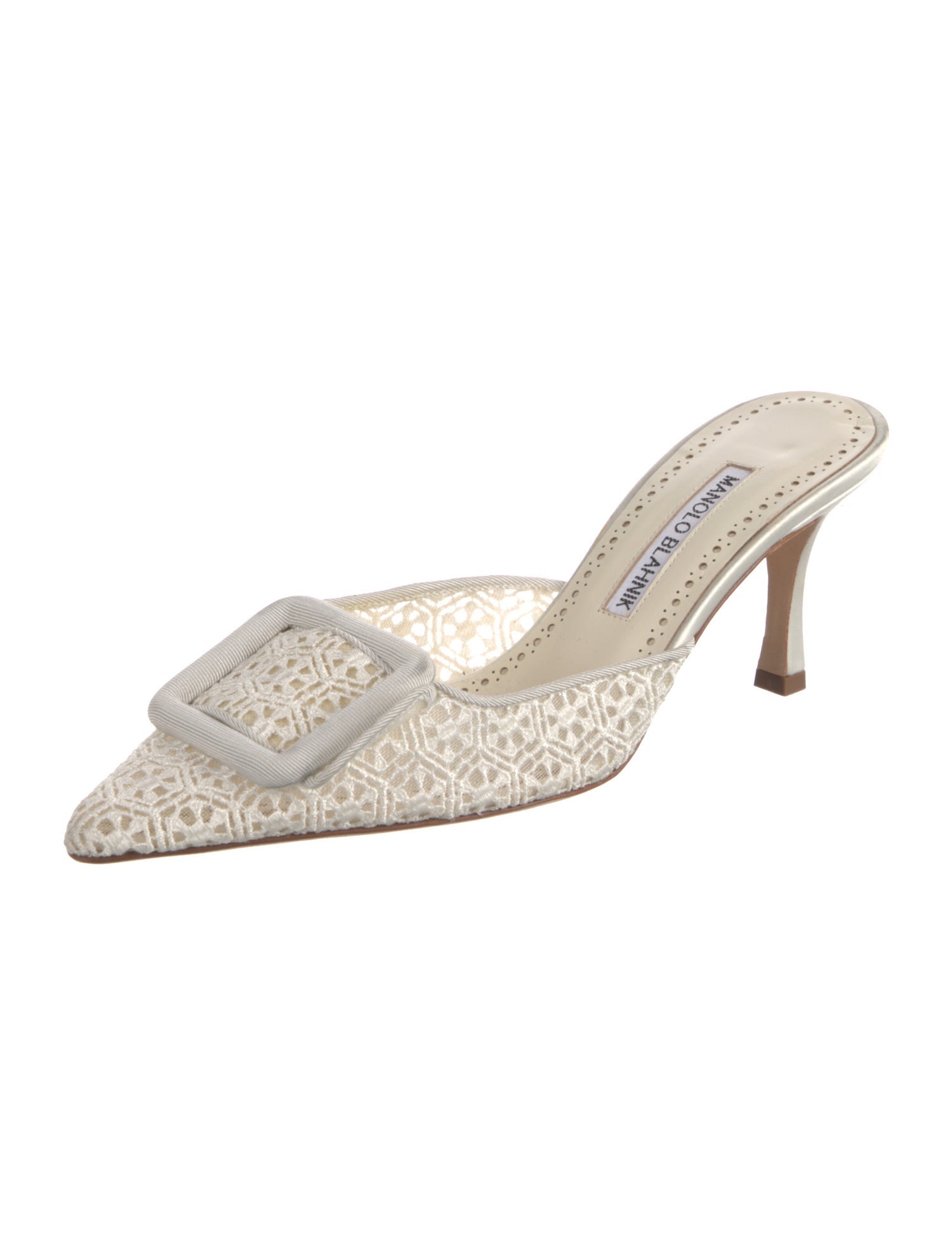 Manolo Blahnik Lace Lace Pattern Mules