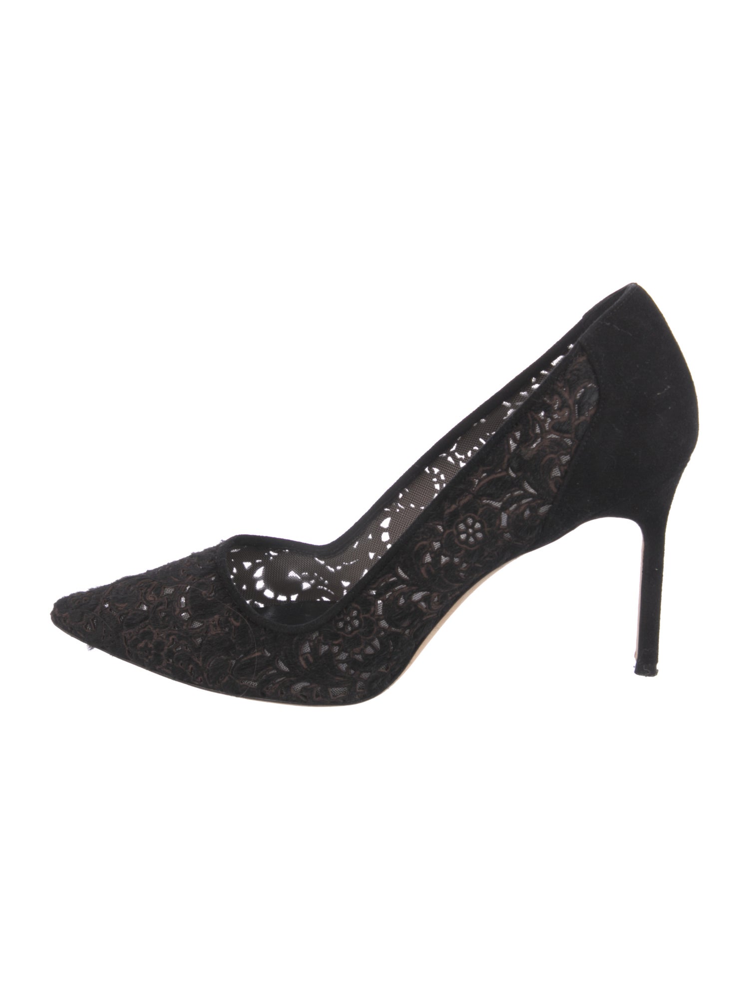 Manolo Blahnik Ponyhair Lace Pattern Pumps