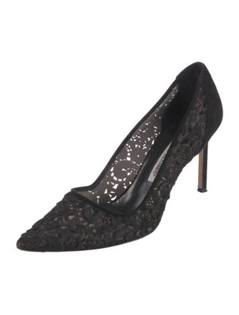 Manolo Blahnik Ponyhair Lace Pattern Pumps