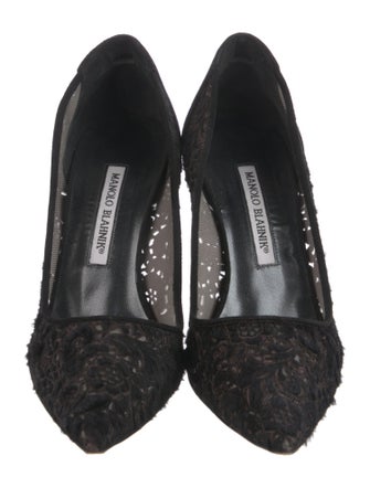 Manolo Blahnik Ponyhair Lace Pattern Pumps