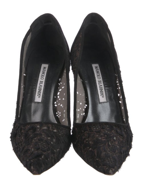 Manolo Blahnik Ponyhair Lace Pattern Pumps