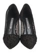 Manolo Blahnik Ponyhair Lace Pattern Pumps