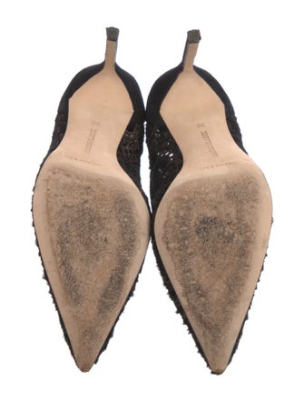 Manolo Blahnik Ponyhair Lace Pattern Pumps
