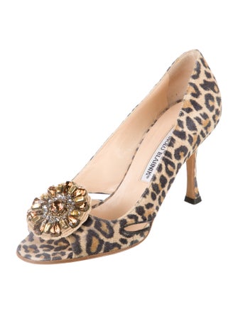 Manolo Blahnik Ponyhair Animal Print Sandals