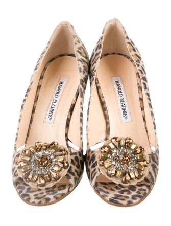 Manolo Blahnik Ponyhair Animal Print Sandals