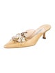 Manolo Blahnik Embossed Leather Crystal Embellishments Mules