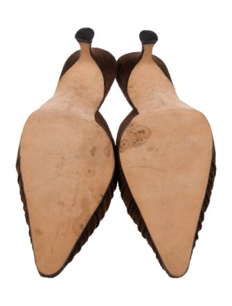 Manolo Blahnik Suede Raw-Edge Trim Mules