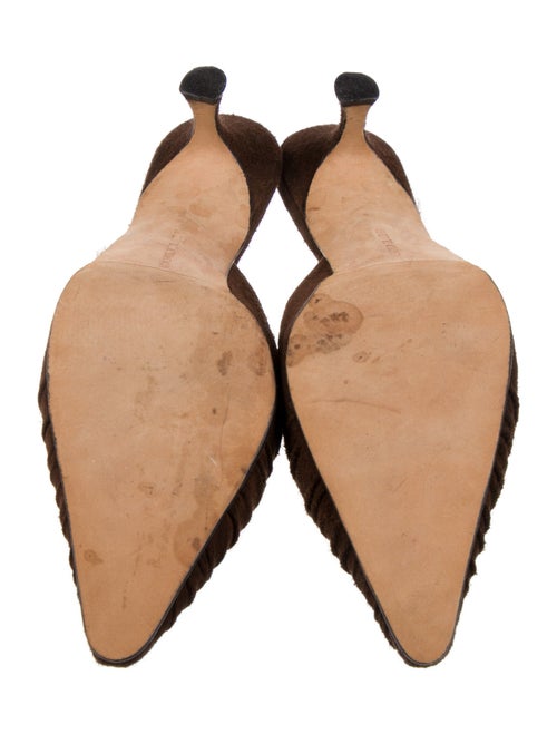 Manolo Blahnik Suede Raw-Edge Trim Mules