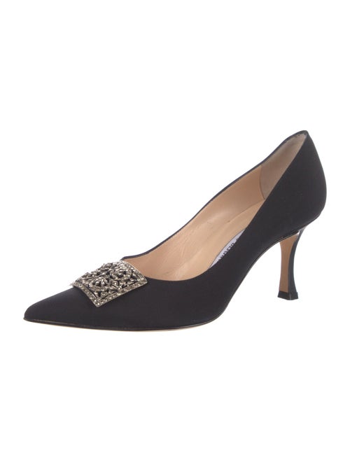 Manolo Blahnik Satin Crystal Embellishments Pumps