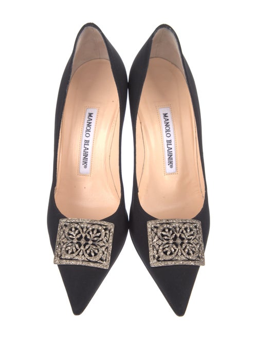 Manolo Blahnik Satin Crystal Embellishments Pumps