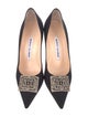 Manolo Blahnik Satin Crystal Embellishments Pumps