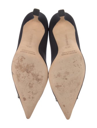 Manolo Blahnik Satin Crystal Embellishments Pumps